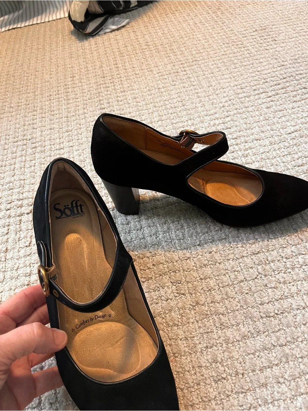 Sofft Petra Black Suede Mary Jane Shoes - Picture 9 of 10
